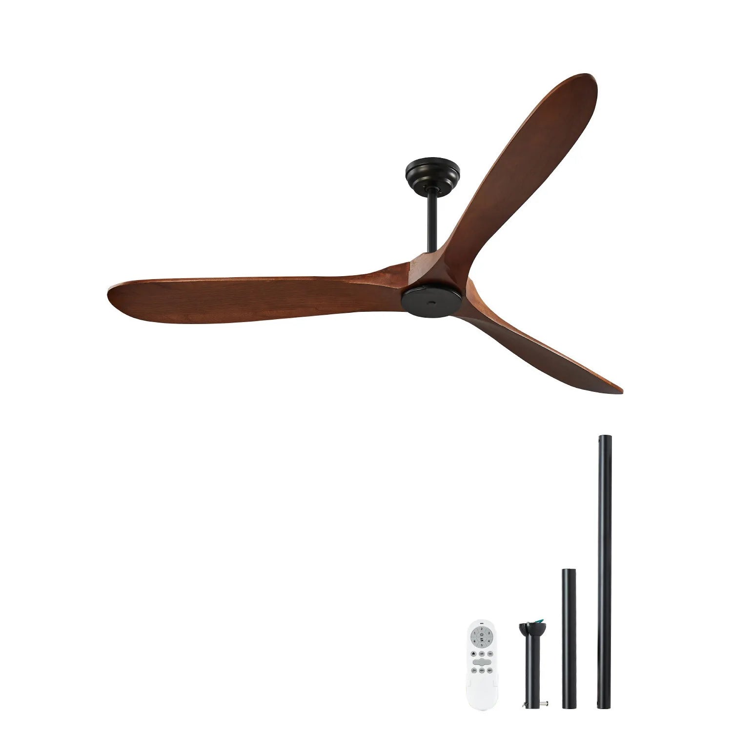 72" Wood Blade Ceiling Fan No Light Remote Control Reversible DC Motor by S And B Enterprise