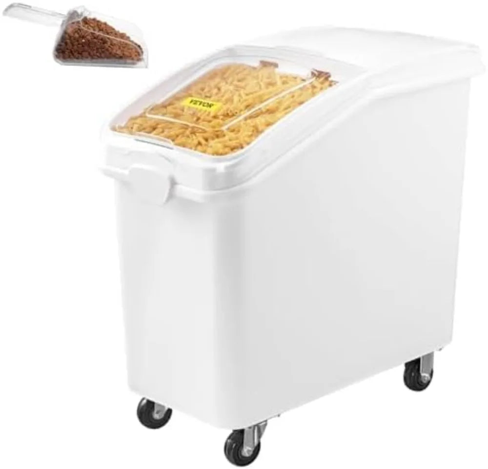 Ingredient Storage Bin With Wheels Sliding Lid And Scoop