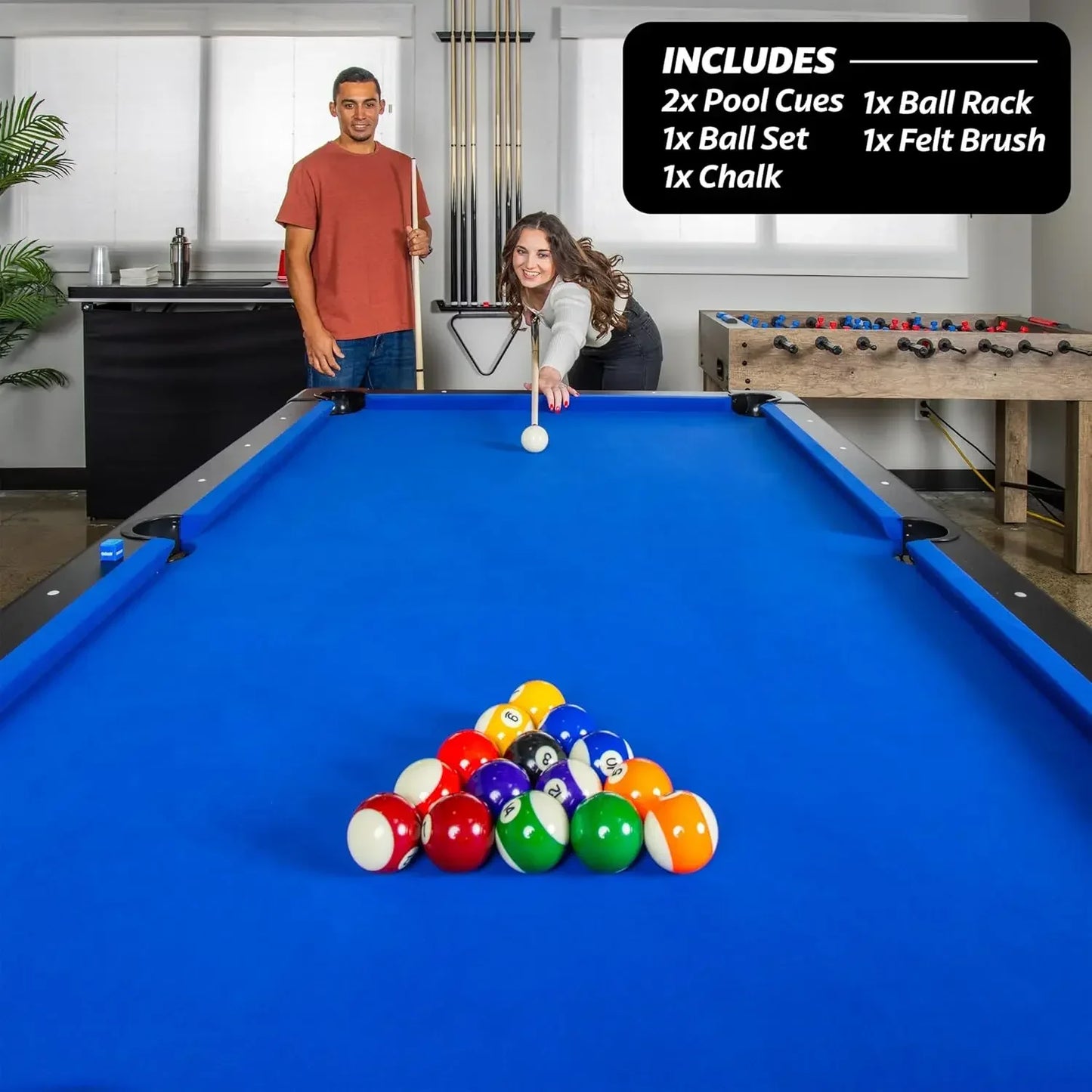 Portable Pool Table With Balls, Cues, Chalk And Brush