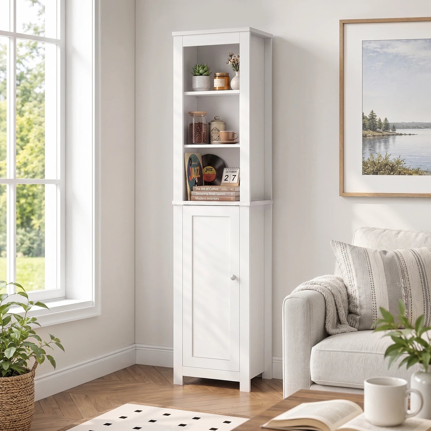 TinyNest Bathroom Storage Cabinet, 66.1 inch Tall Wood Floor Narrow Cabinet with Adjustable Shelves & Doors & Anti-Tip Design, Freestanding Toilet Closet Organizer for Bedroom, Living Room, Entryway, Kitchen by S And B Enterprise