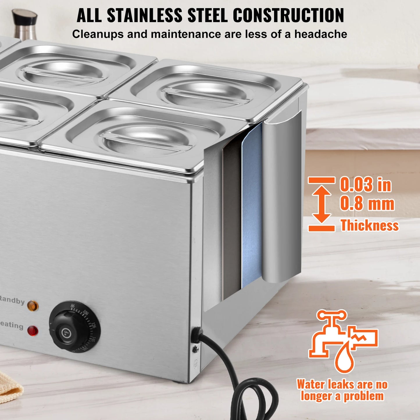 SucceBuy 5 Pan Countertop Food Warmer Electric Steam Table
