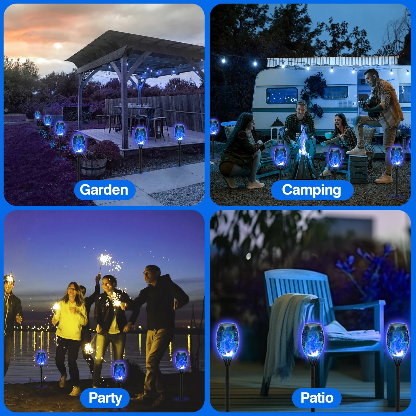 Solar Torch Lights Outdoor Flickering Flame Waterproof Garden Decor by S And B Enterprise