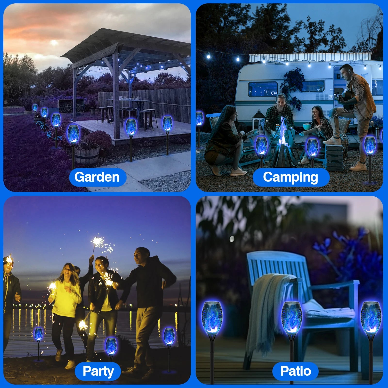 Solar Torch Lights Outdoor Flickering Flame Waterproof Garden Decor by S And B Enterprise