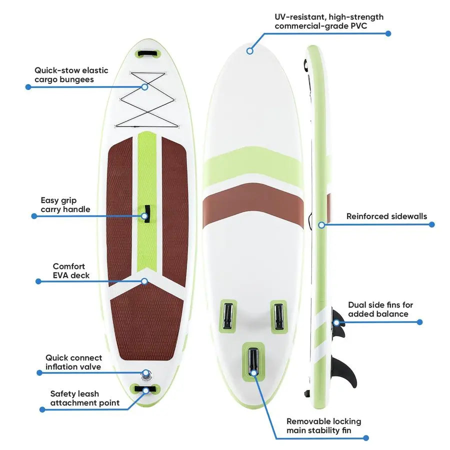 Inflatable Paddle Board With 2in1 Adjustable Paddle And Accessories