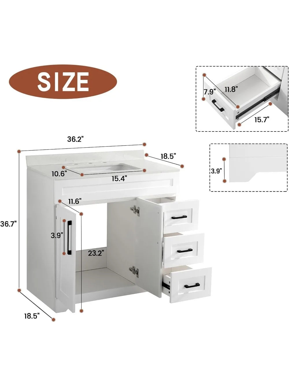 Luxurious Bathroom Vanity With Stone Countertop And Rectangle Sink