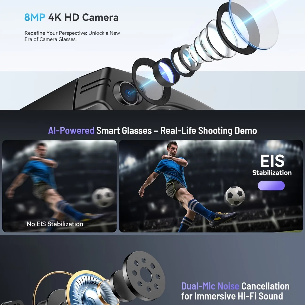 Giinova AI Smart Video Glasses With 8MP Camera 4K Recording by S And B Enterprise