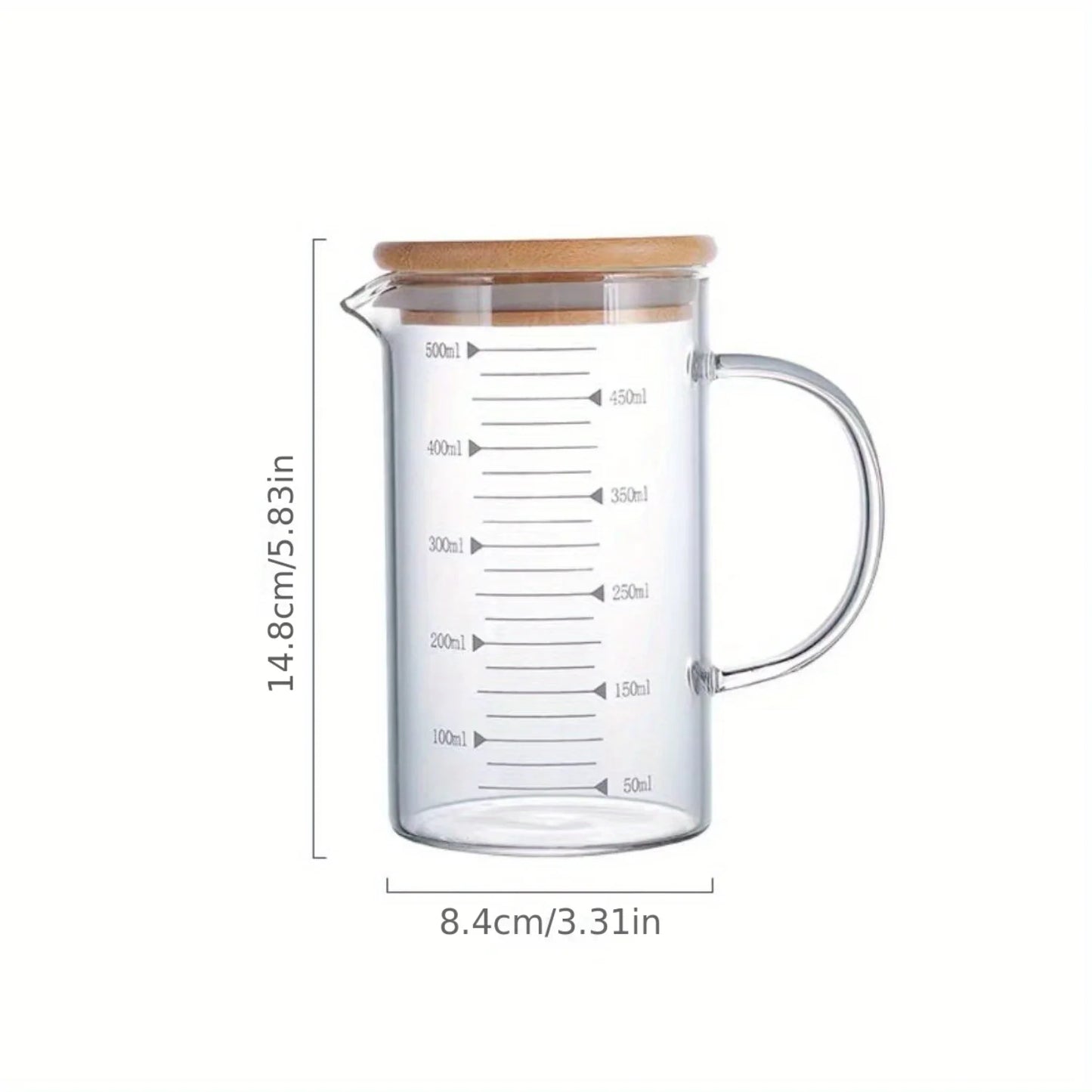Glass Measuring Cup Jug With Lid And Insulated Handle