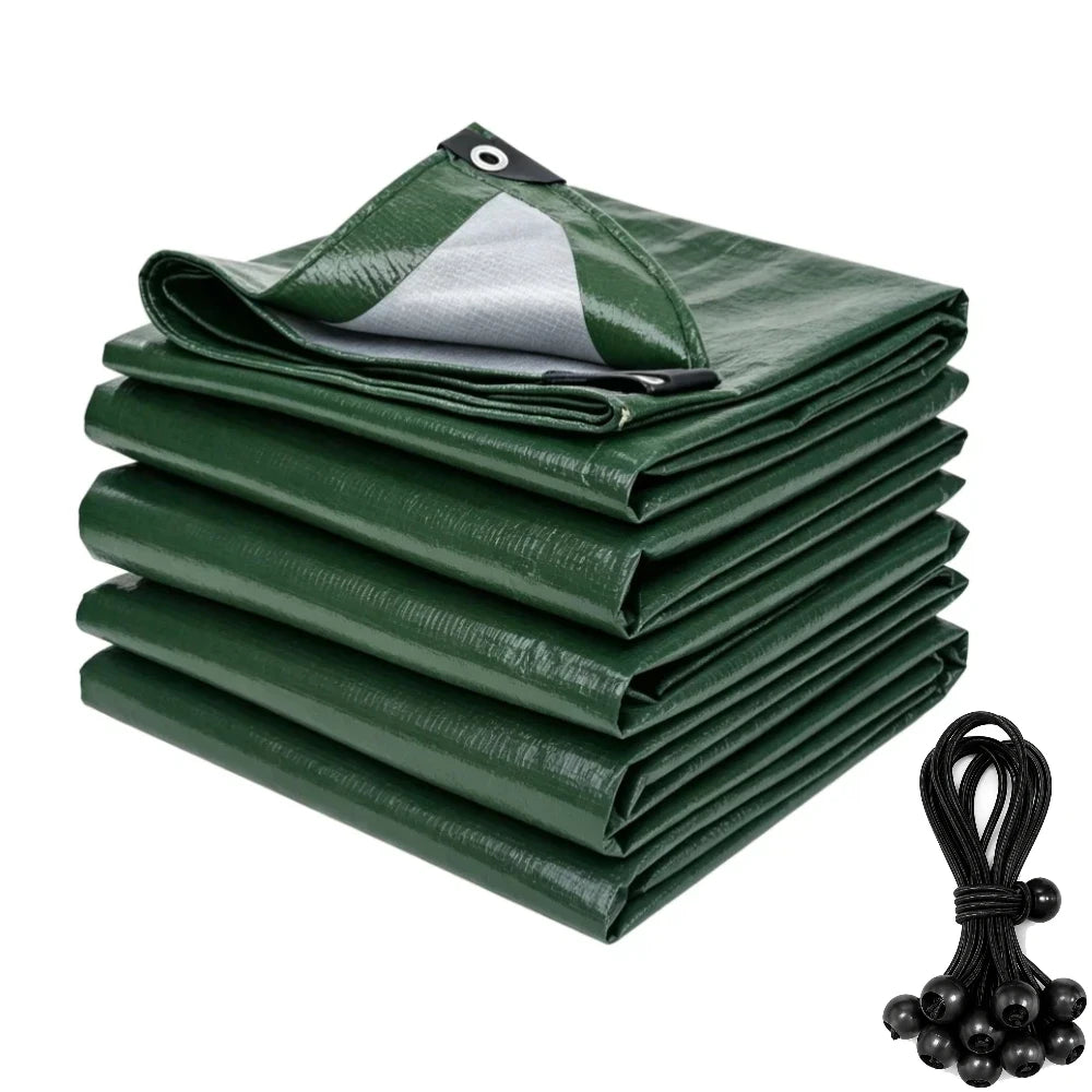 Heavy Duty Tarp Cover Waterproof Tarpaulin UV Resistant Protective Cover with Grommet for Garden Porch Emergency Rain Shelter