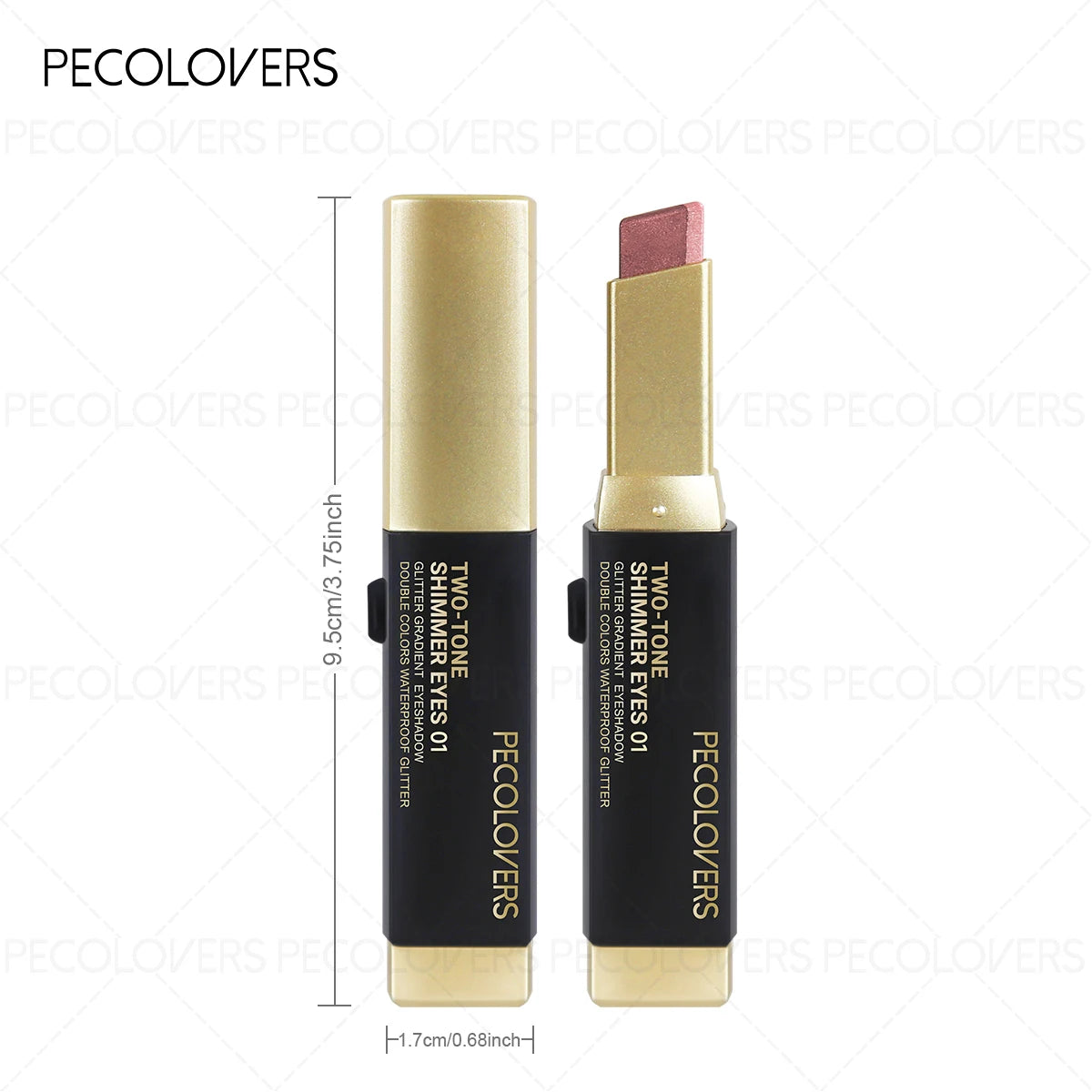 Two-color eye shadow sticks (2 pcs) with gold caps and black bodies by S And B Enterprise