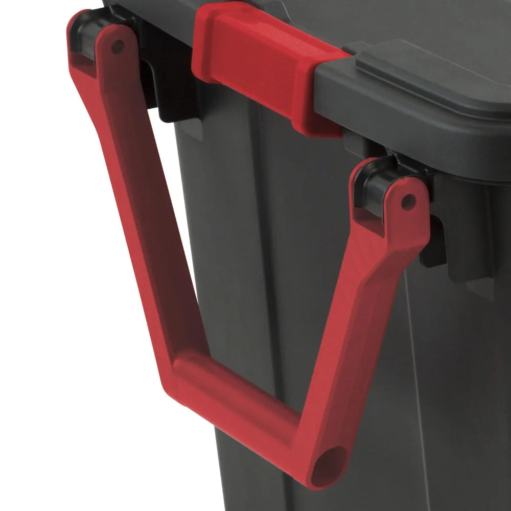 Sterilite extra large 40-gallon storage bin with red handles, black, pack of 2