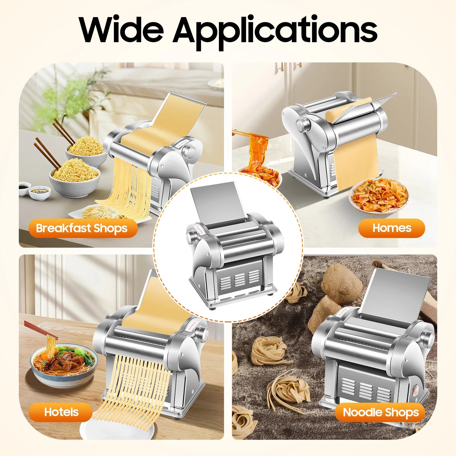 Electric Noodle Maker 135W Stainless Steel With 8-Speed Thickness Control by S And B Enterprise