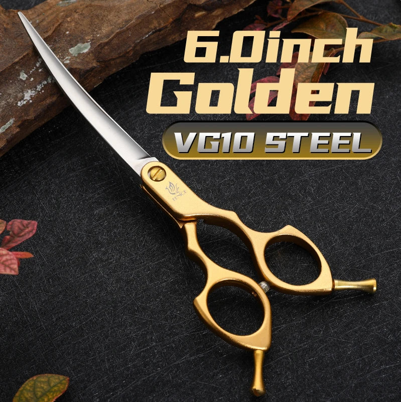 Fenice professional 6.0 inch gold VG10 curved grooming scissors for dogs and cats by S And B Enterprise