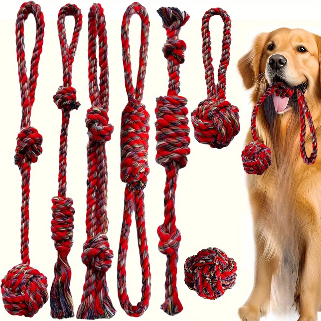 7-Piece Heavy-Duty Dog Rope Toy Set with Braided Knots – Extra-Long Tug Toys for Aggressive Chewers, Large Dogs, and Teething Puppies; Ideal for Teeth Cleaning and Interactive Training – Durable Toys Perfect for Heavy Che by S And B Enterprise