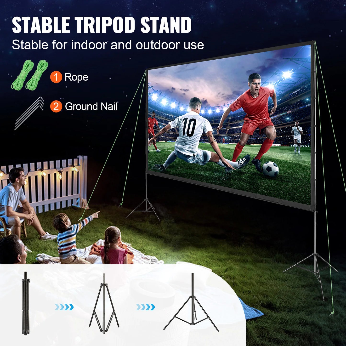 SucceBuy 4K Projector Screen With Stand For Home Theater
