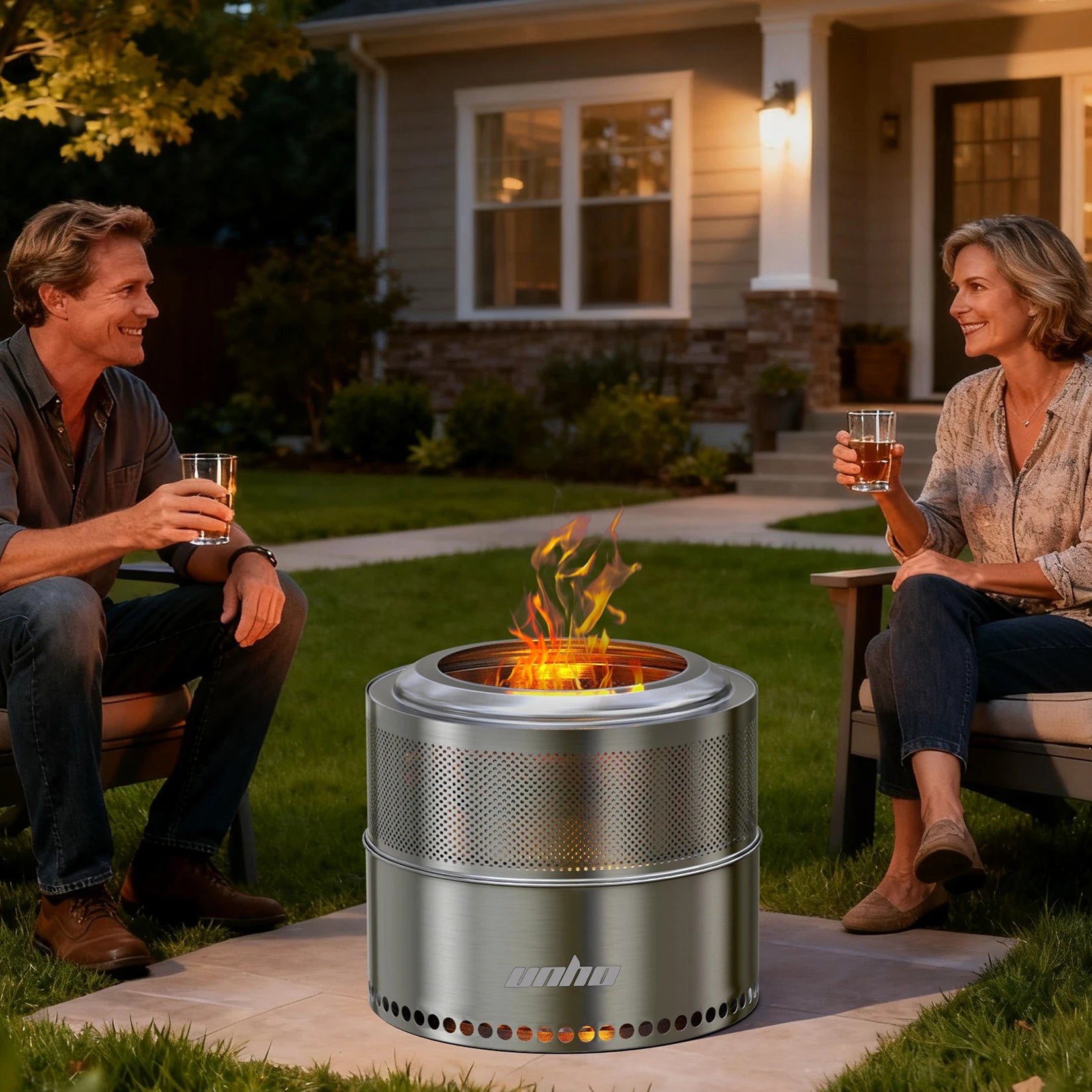 Stainless Steel Smokeless Wood Burning Fire Pit With Carry Bag by S And B Enterprise