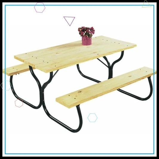 Outdoor Picnic Table Frame, Powder Coated Steel, Easy DIY Assembly