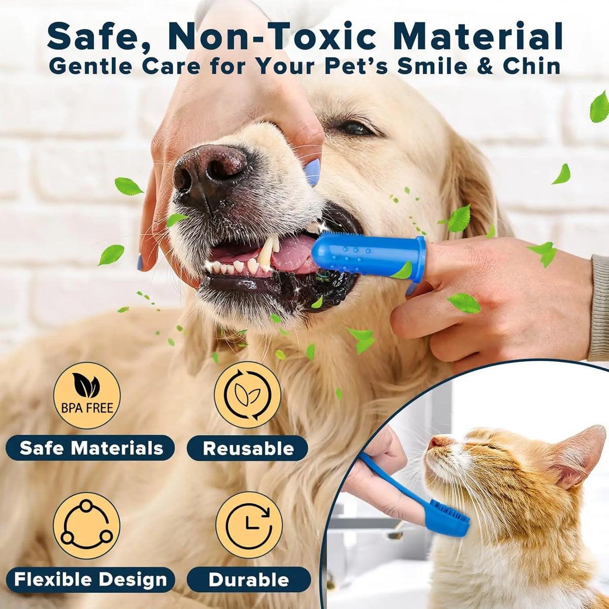 6-piece pet grooming kit for dogs and cats with blue bath gloves and bath brush