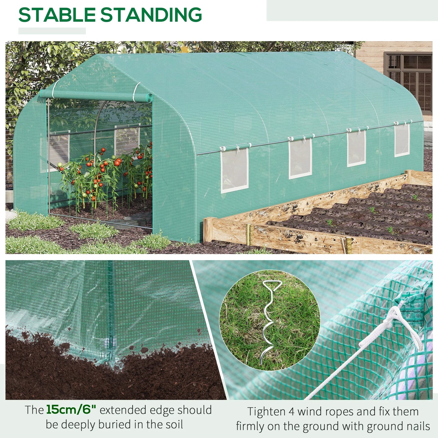 20' X 10' X 7' Greenhouse Large Walk-In Hot Green House Plant Gardening Green by S And B Enterprise