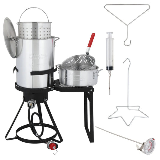 30QT Deep Turkey Fryer Pot 55,000BTU for Outdoor Camping Propane Burner Cooker by S And B Enterprise