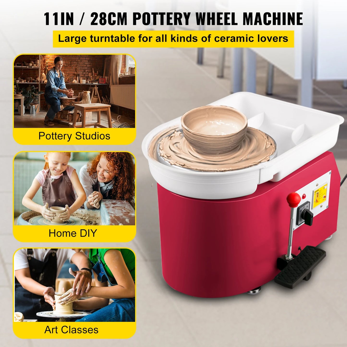 SucceBuy Pottery Wheel Machine 350W Foot Control Electric Ceramic Tool by S And B Enterprise