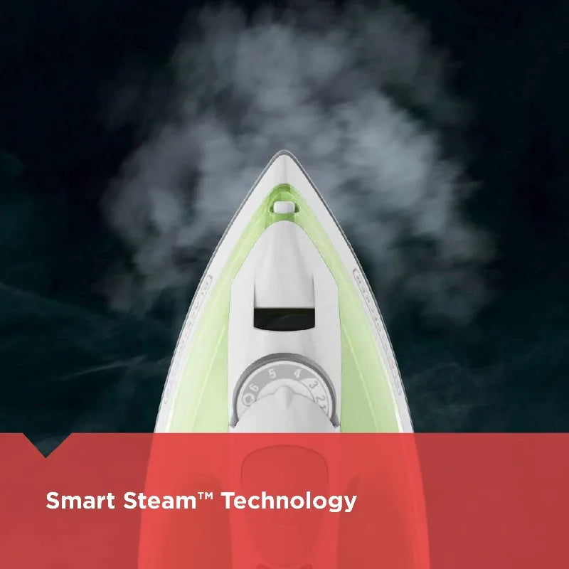 Easy Steam Iron for Clothes, Smart Steam, 1200W, TrueGlide Nonstick Soleplate, Auto Shut-Off, Anti-Drip, Green & White by S And B Enterprise
