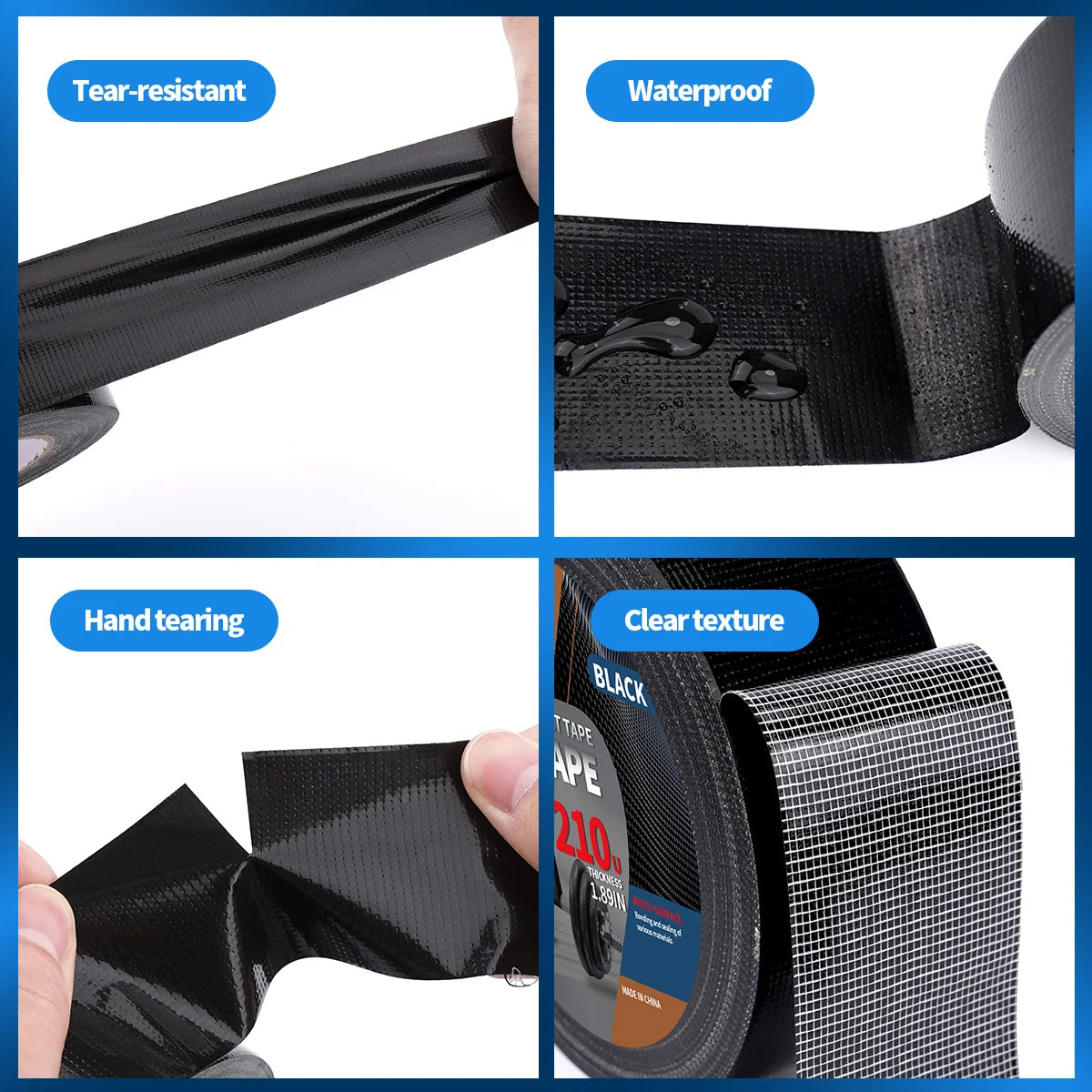 NONEDIY Black PVC Fabric Duct Tape For Repairs And Fastening