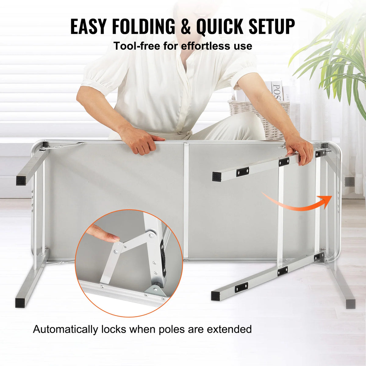 SucceBuy Folding Portable Bar Table With Storage Shelf