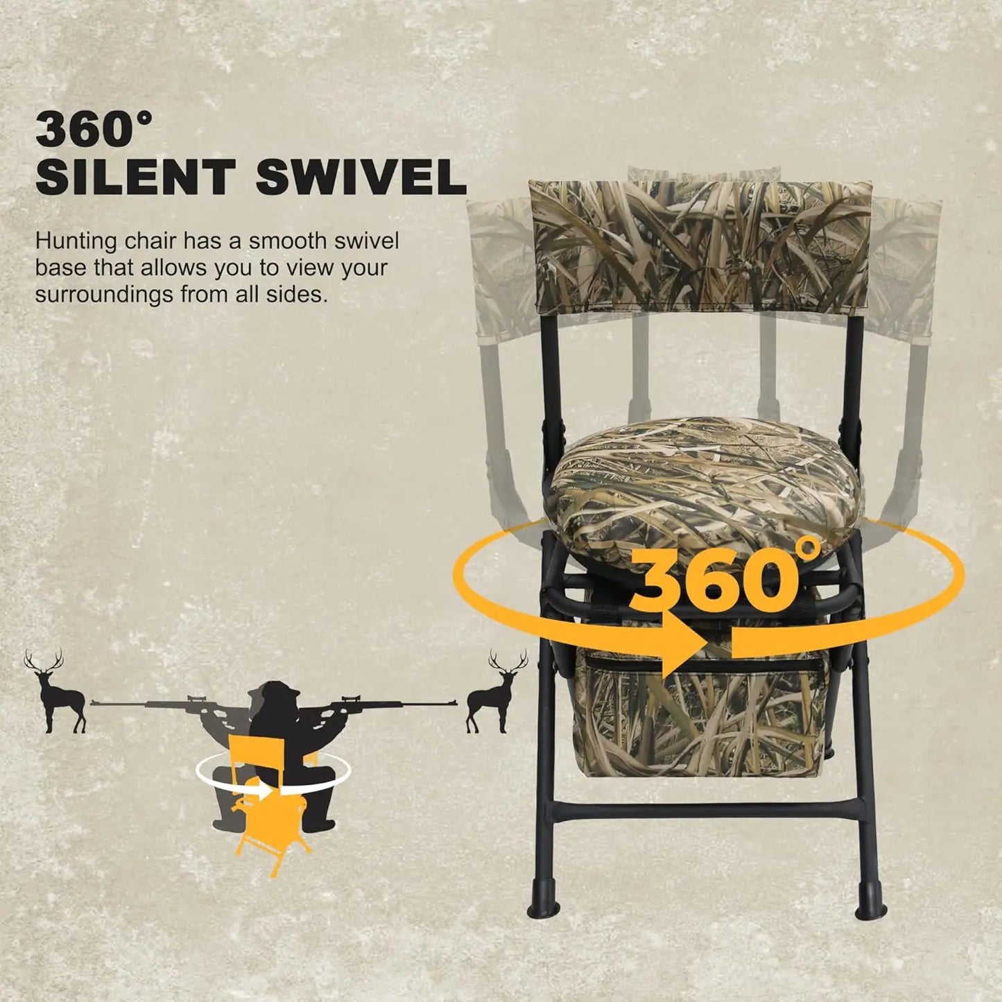 360 Degree Swivel Hunting Chair For Ground Blinds Folding Seat