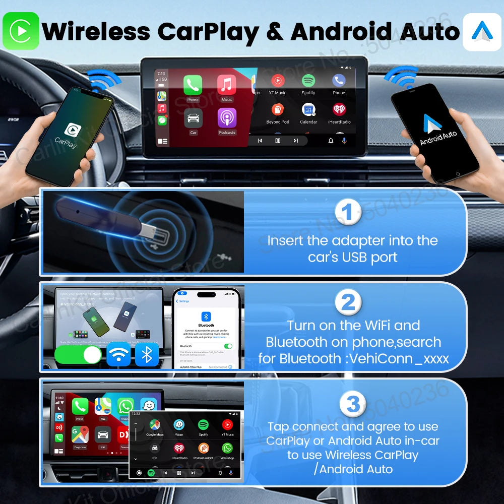 CarlinKit 5.0 Mini5 PRO Wireless Adapter Wireless CarPlay Android Auto For OEM Car Plug and Play WiFi Bluetooth Auto Connection by S And B Enterprise