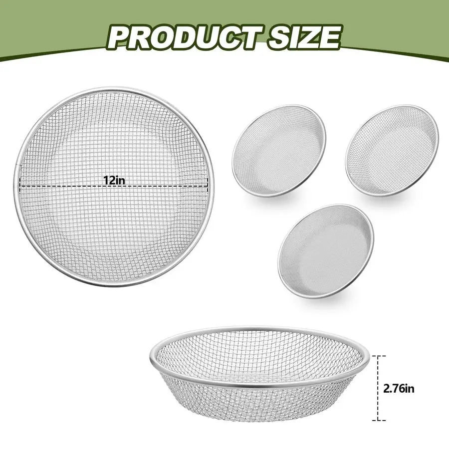 3 Pack Stainless Steel Sand Sifter For Garden Soil