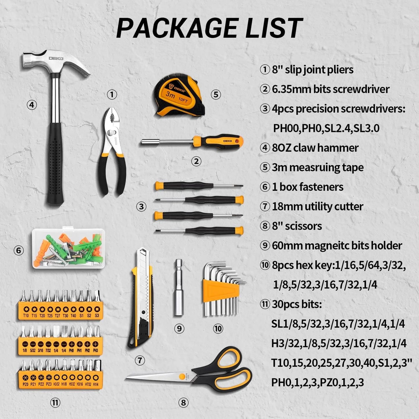 DEKODIY General Household Tool Kit With Plastic Toolbox