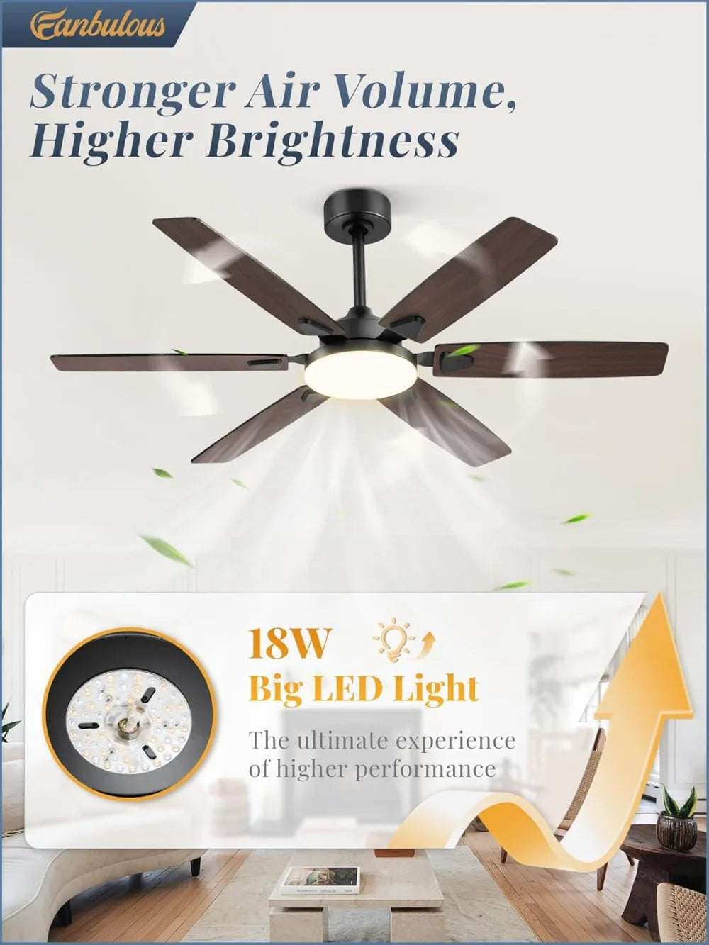 Ceiling Fan With Lights, Quiet DC Motor, Reversible Blades by S And B Enterprise