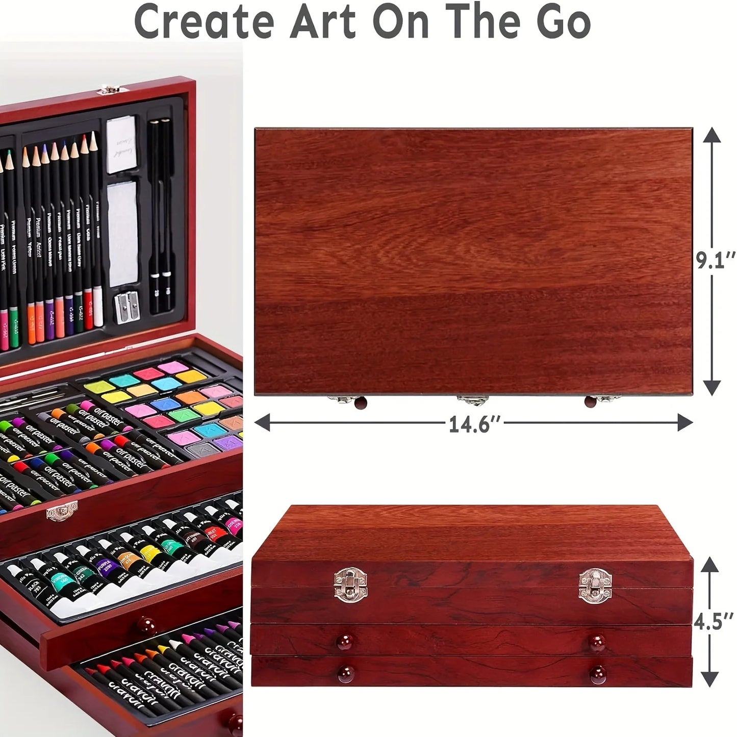 146 Piece Luxury Art Kit for Professionals With Crayons Pencils by S And B Enterprise
