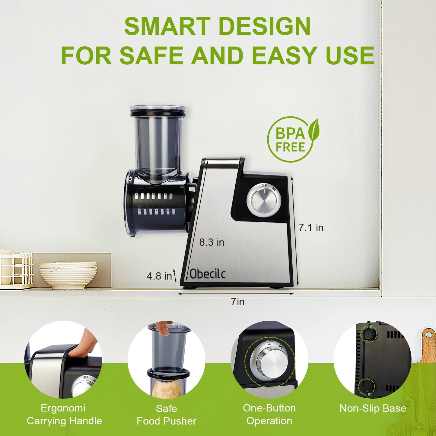 300W 7 in 1 Automatic Electric Vegetable Cutter Salad Shooter Slicer Shredder Grater for Cheese Carrot Cabbage Home Kitchen Food Prep Machine by S And B Enterprise