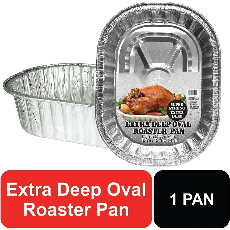 Super King aluminum extra-deep oval roaster pan, 1 count