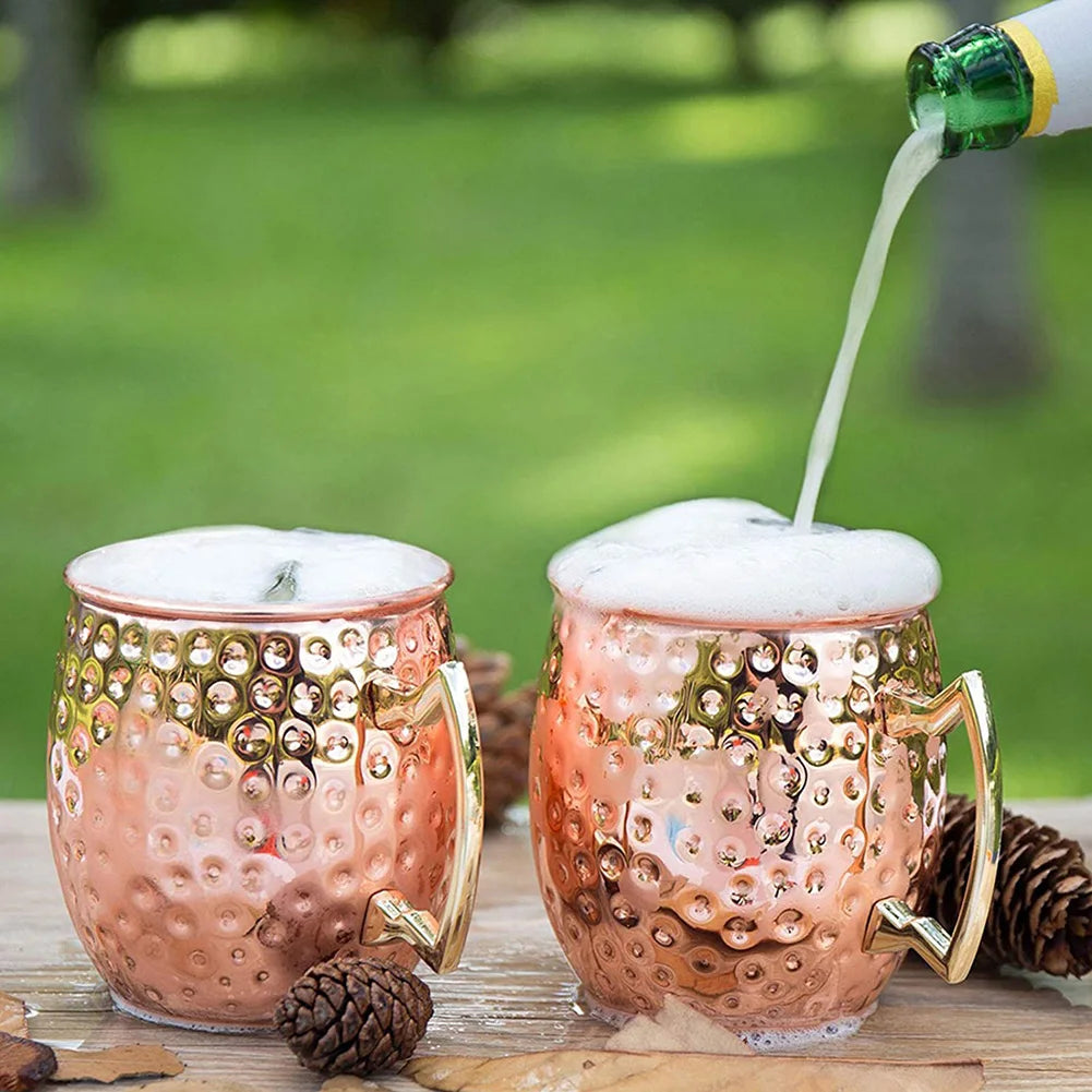 Mug Drum-Type Beer Cup Coffe Water Glass Drinkware Champagne Stainless Steel Plated Goblet Anti-fall Glass Cocktail by S And B Enterprise