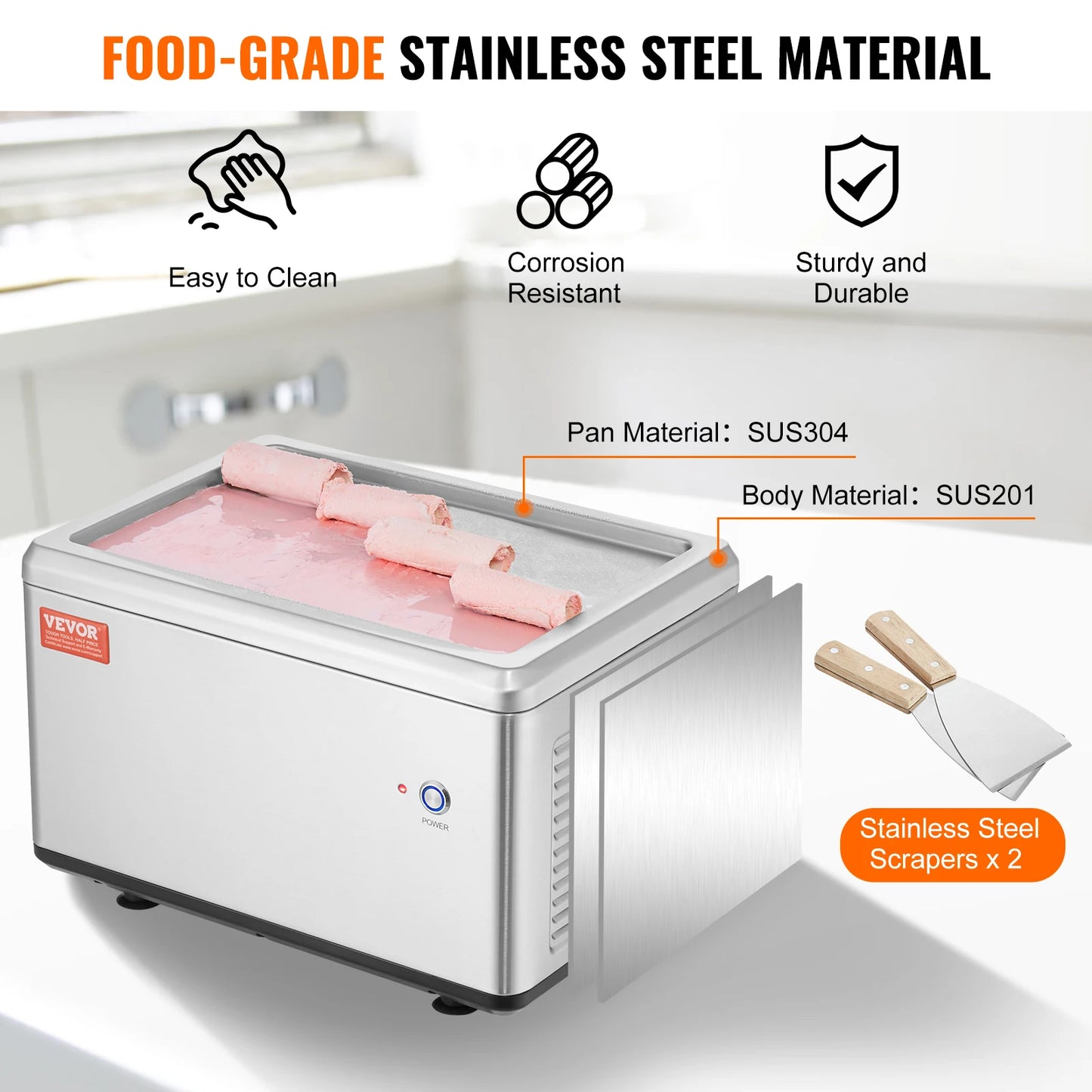 SucceBuy Fried Ice Cream Roll Machine Stainless Steel Rolled Maker by S And B Enterprise