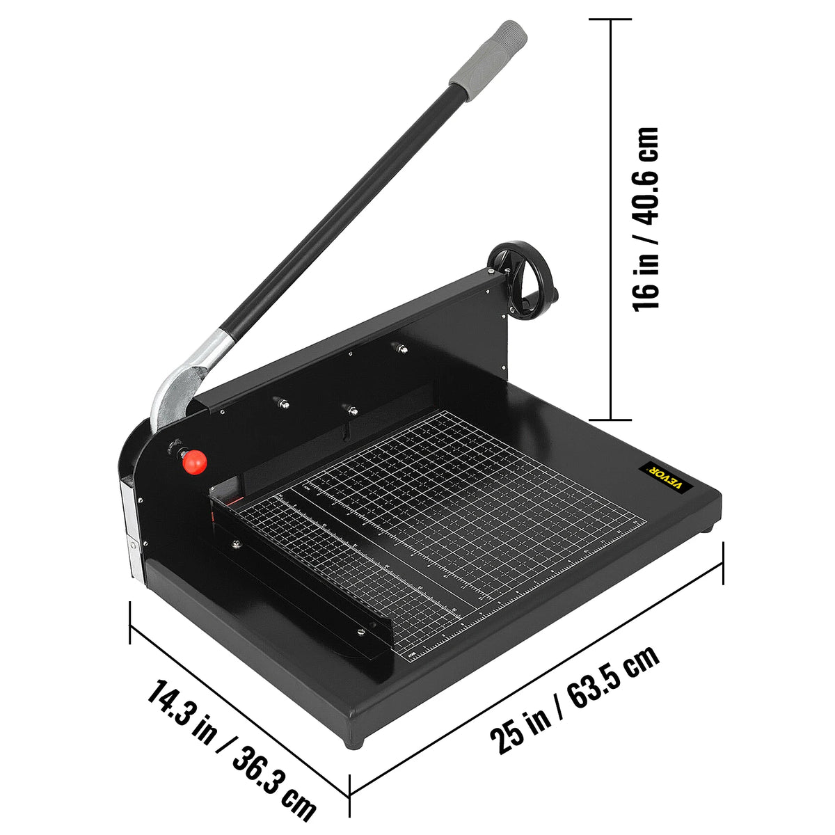 SucceBuy A4 12-inch manual paper cutter with black base, silver blade and gray handle grip, heavy-duty guillotine