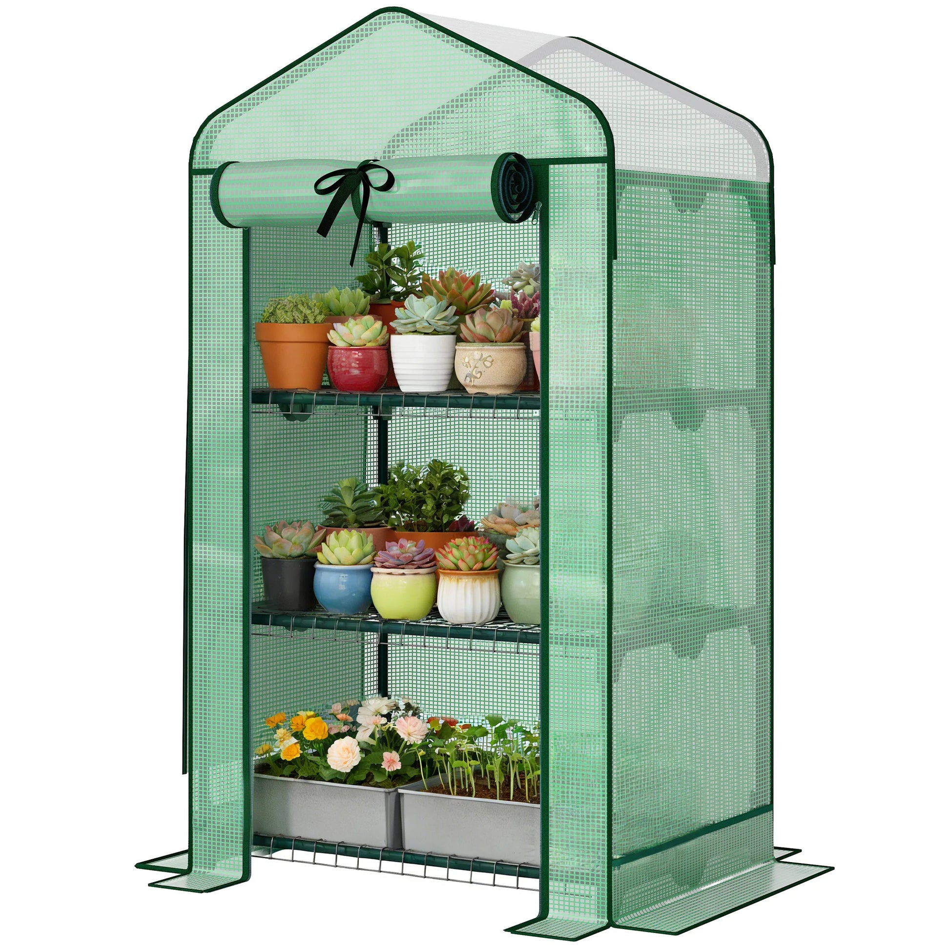 3 Tier Mini Greenhouse With Screen Roof Portable Outdoor by S And B Enterprise
