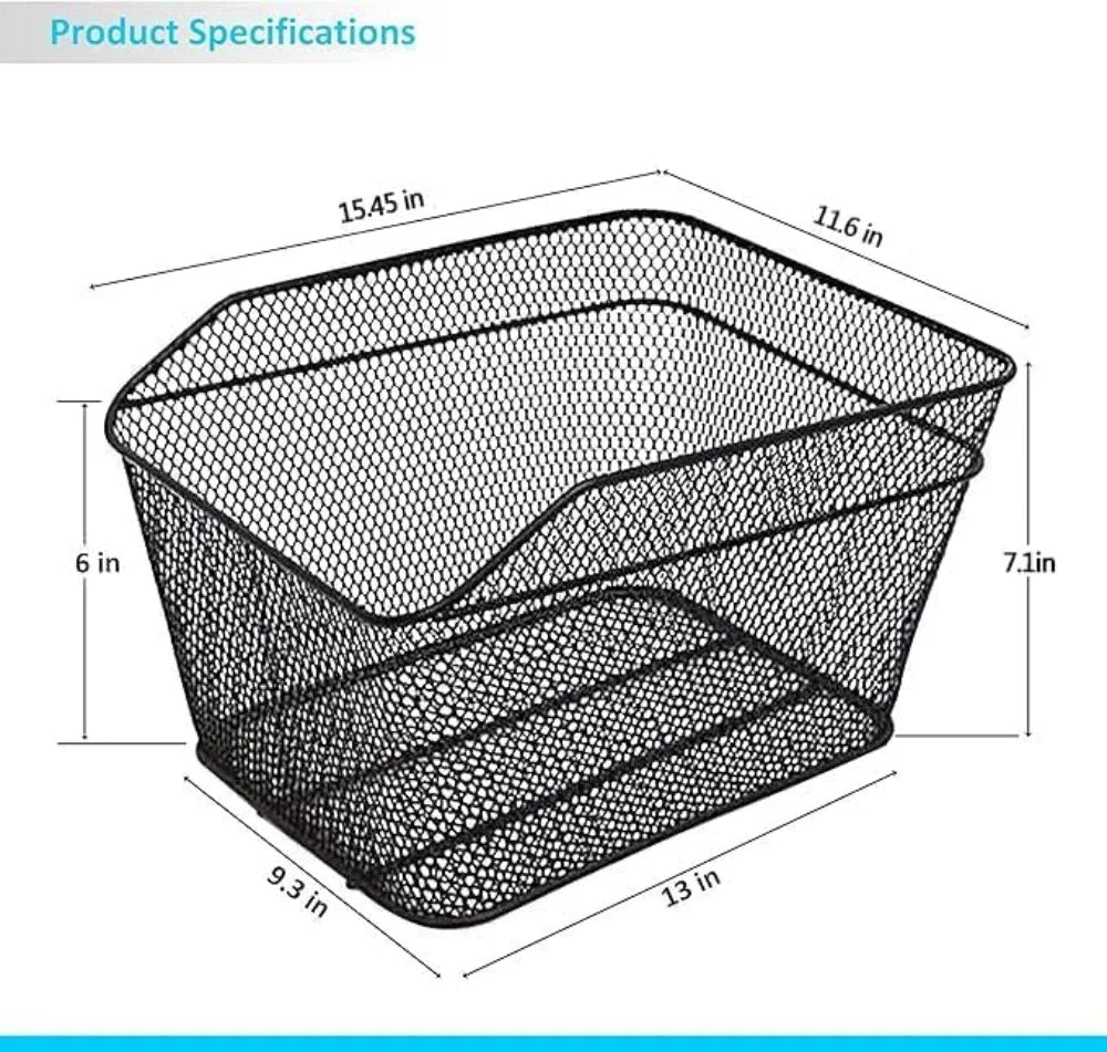 Rear Bike Basket With Easy Install Spider Webbing And Waterproof Tarp Cover by S And B Enterprise