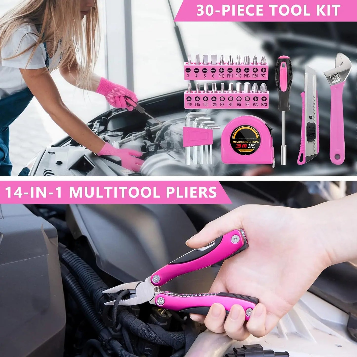 Portable Car Emergency Kit With Jumper Cables First Aid Tools