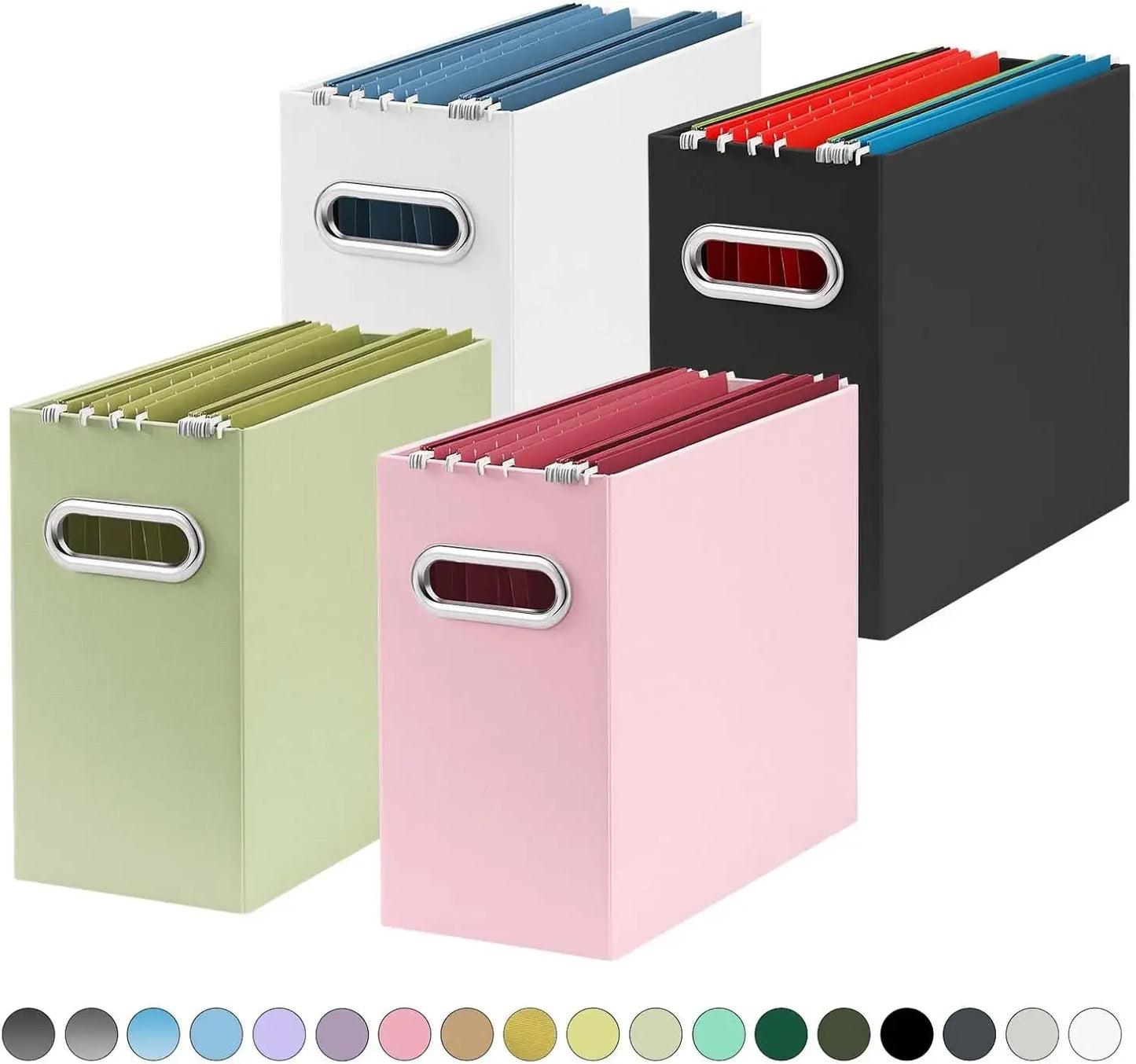 Collapsible File Organizer Box With Portable Handle For Office