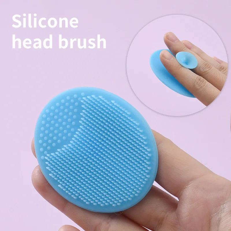 Silicone head brush, blue with soft bristles for newborn care