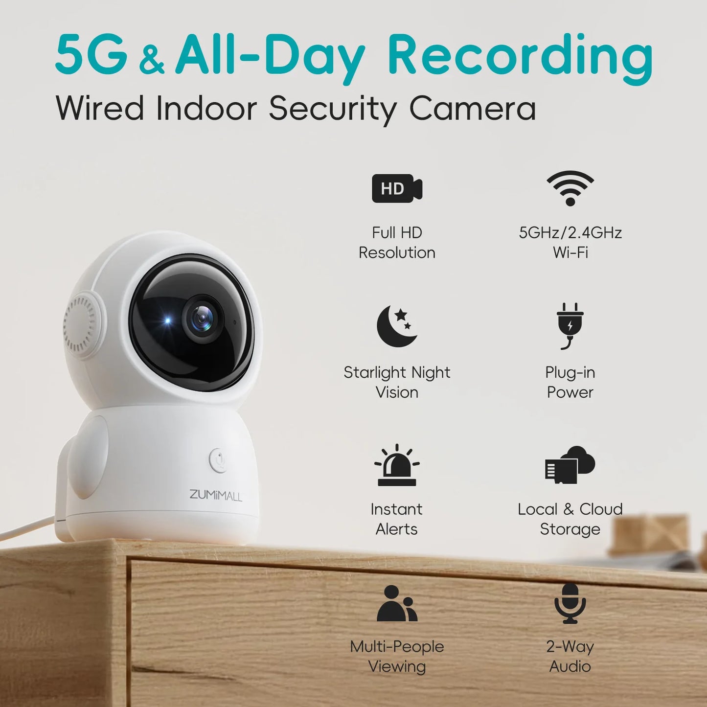 ZUMIMALL Wireless Security Camera With AI Motion Detection