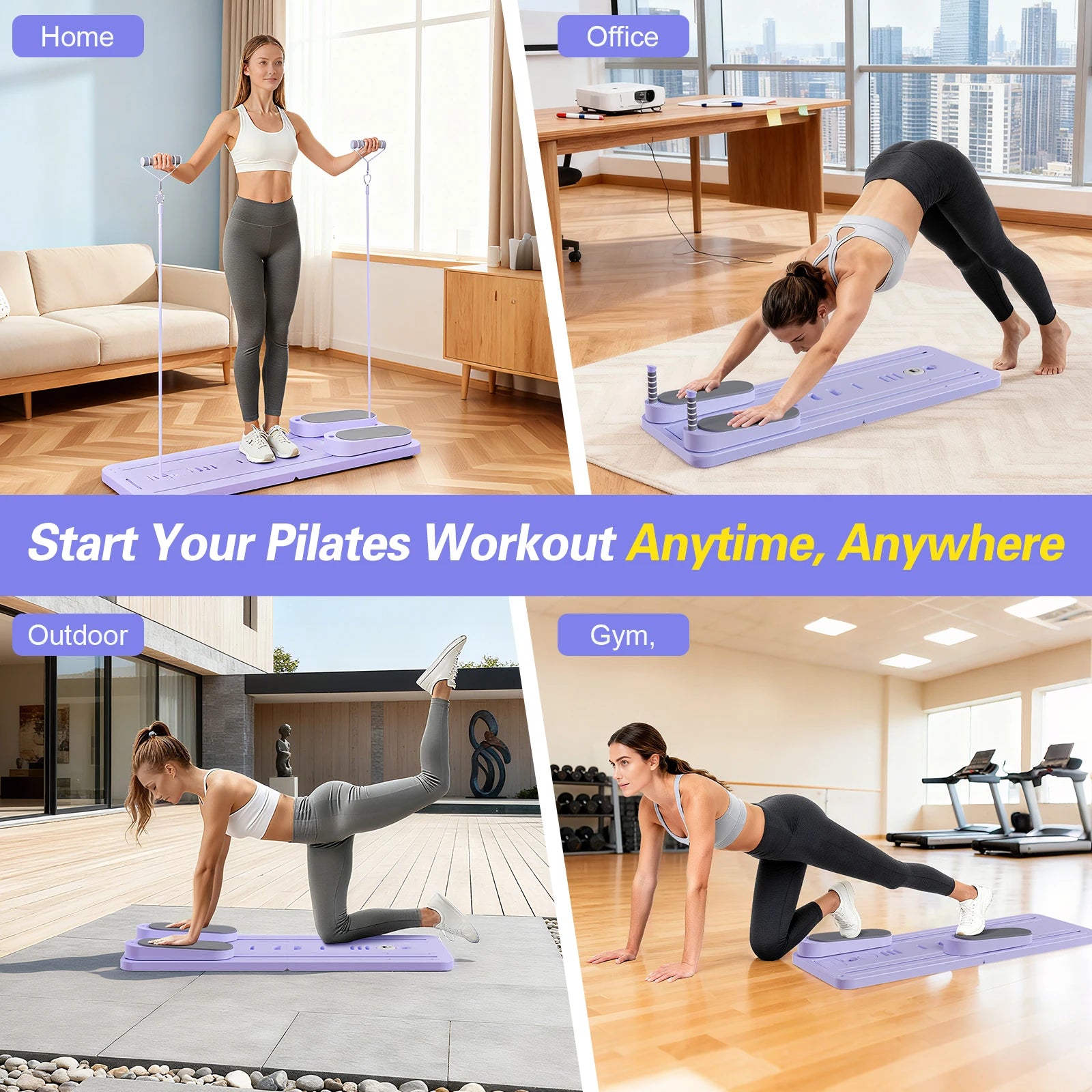 Foldable Pilates Bar Ab Board for Core and Full Body by S And B Enterprise