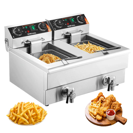 SucceBuy Electric Deep Fryer With Dual Removable Tanks by S And B Enterprise
