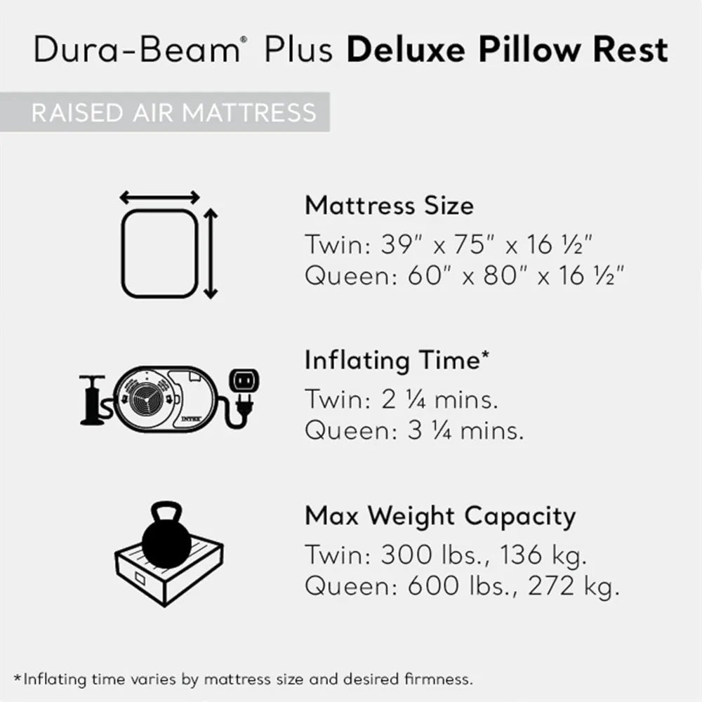Intex Twin Air Mattress With Built In Pump Portable Bed