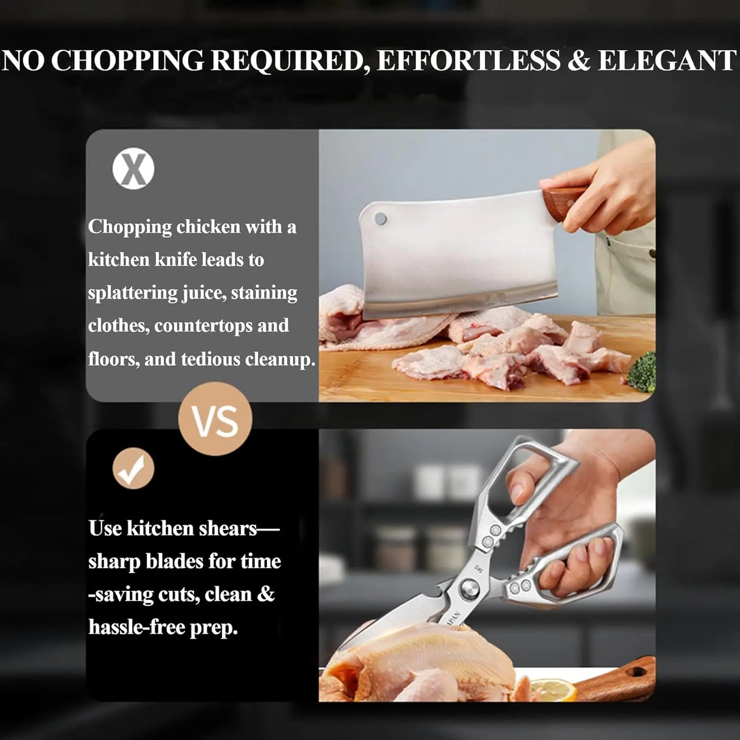 Kitchen Scissors, All Purpose，Ultra Sharp Meat Scissors，Heavy Duty Silver Cooking Scissor，Dishwash Safe Stainless Steel Kitchen Shears for Food, Chicken Bones, Turkey by S And B Enterprise