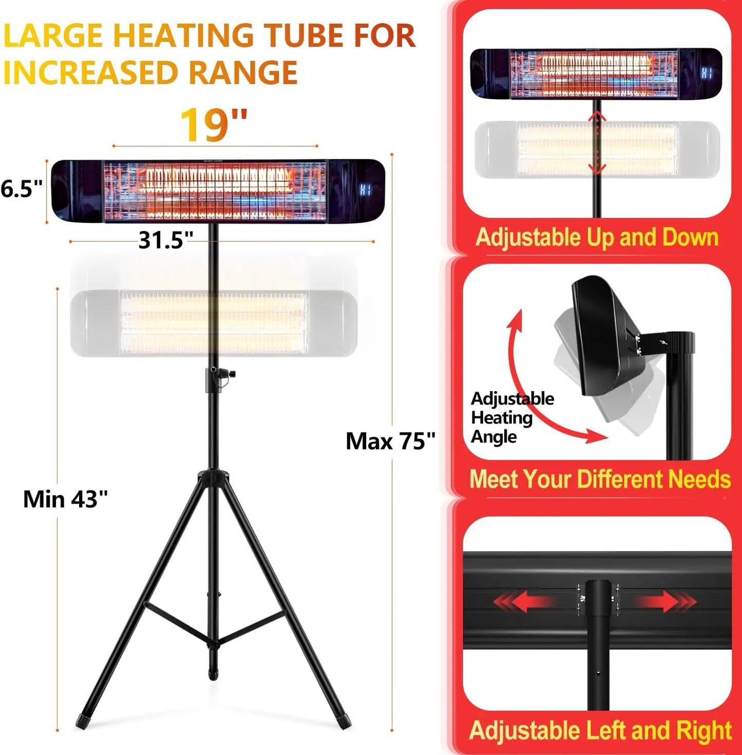 Electric Patio Heater 1500W Infrared Outdoor CSA Certified Mounts by S And B Enterprise