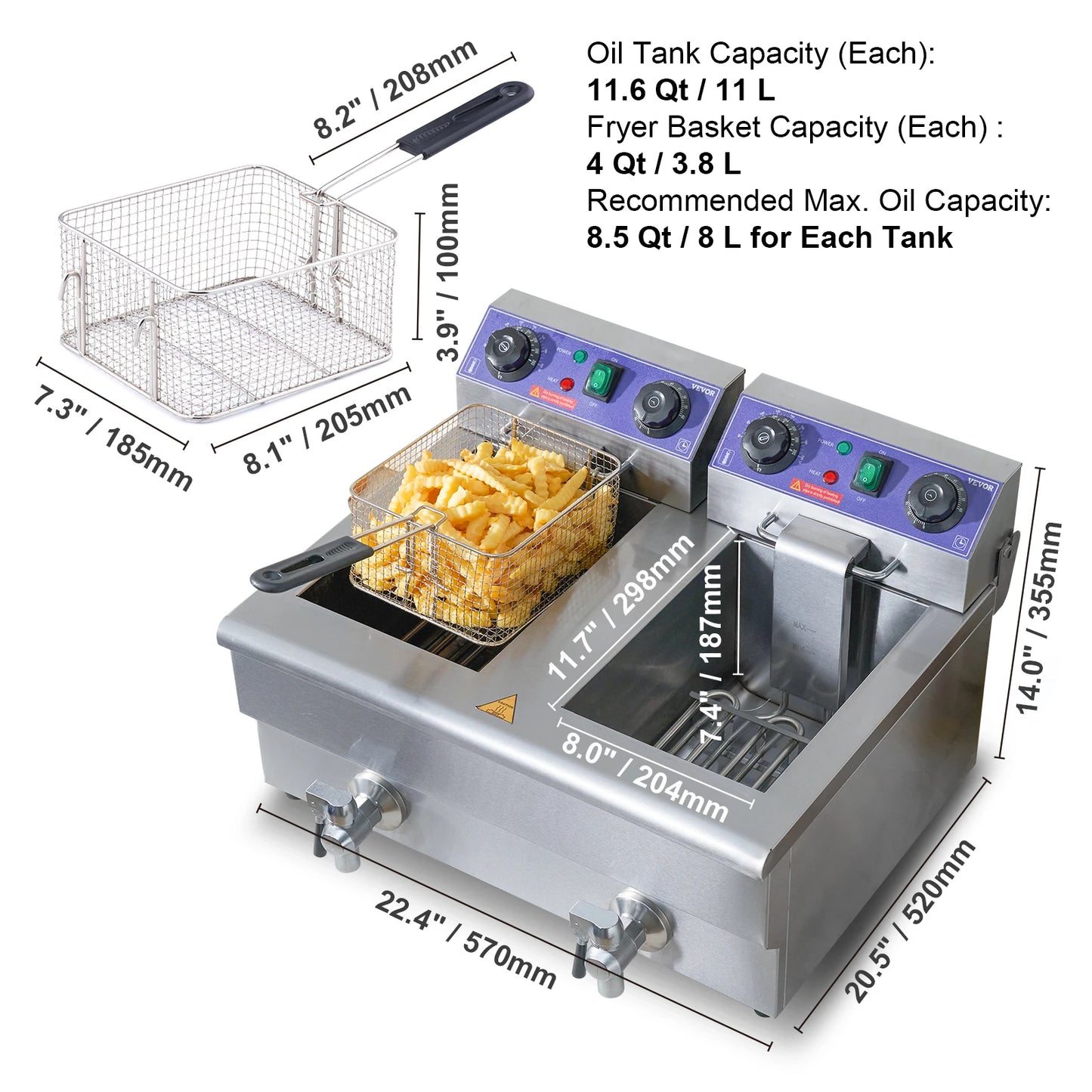 SucceBuy Electric Deep Fryer With Dual Removable Tanks by S And B Enterprise